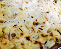 Lingüiças de Frango ao forno com Creme de cebola