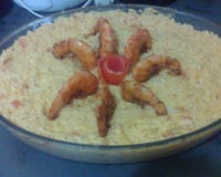 Risoto de camarão com requeijão