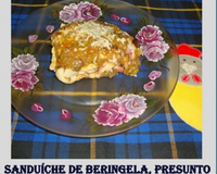 Sanduíche de berinjela, presunto e muçarela do Lúcio Cezar