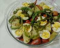 Salada quente de salsicha com batata