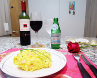 Risoto de camarão com requeijão