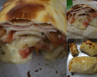 Rocambole de presunto e queijo com massa de pastel