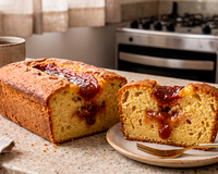 Bolo de iogurte com goiabada que já sai recheado do forno: a receita perfeita para servir com cafezinho