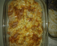 Macarrão de forno com presunto e queijo