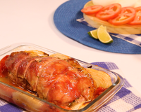 Pernil de porco recheado e assado