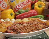 Carne assada ao molho de cerveja preta