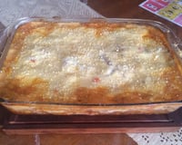 Lasanha com molho branco e bolonhesa