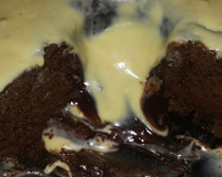 Bolo vulcão de leite em pó com creme de avelã