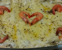 Lasanha de camarão com molho de queijo