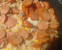 Arroz com salsicha