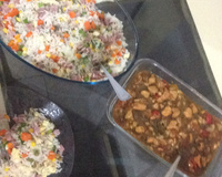 Frango xadrez e arroz shop suey