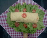 Rocambole de batata recheada com frango