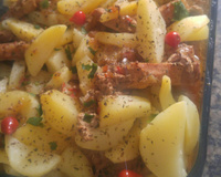 Bisteca assada com batatas