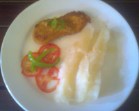 Macaxeira com frango empanado