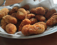 Bolinho de arroz com mortadela