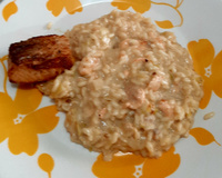 Risoto salmão e alho poró 