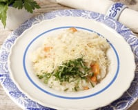 Arroz com creme de leite e queijo