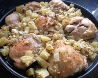 Coxa e sobre coxa de frango assada da Ana