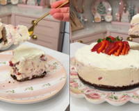 Torta quatro leites com morango: a sobremesa mais cremosa e irresistível que você vai provar