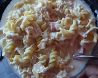 Macarrão de panela de pressão com frango queijo e presunto