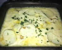 Filé de merluza com batata no forno