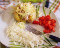 Batata recheada assada no microondas