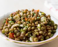 Salada de lentilha com bacalhau