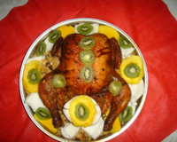 Chester com farofa de frutas