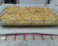 Arroz de forno com requeijão e queijo