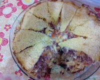 Torta de mandioca com carne seca