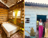 Uma mãe e sua filha coletaram lixo durante dois anos e construíram uma casa de sete cômodos com 8.000 garrafas de vidro recicladas