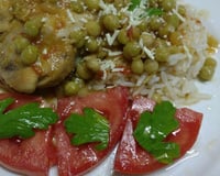 Coxa de frango com ervilhas