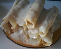 Panquecas de frango ao molho branco