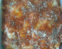 Macarrão de forno com presunto e queijo