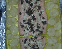 Salmão no forno ao molho de alcaparras e champignon