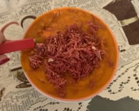 Caldo de abóbora com carne seca