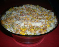 Macarronada com frango desfiado