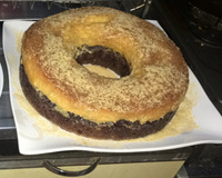 Bolo de chocolate com pudim de coco