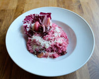 Risoto de vinho e quatro queijos