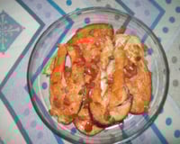 Salmão frito em azeite.