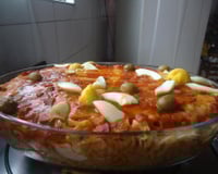 Macarrão de forno com presunto e queijo