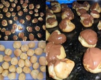 Carolina ou bomba de doce de leite com chocolate