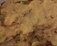 Bacalhau com batatas gratinadas