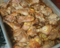 Frango assado com batatas