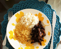 Tiras de alcatra com molho barbecue