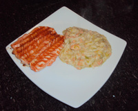 Risoto cremoso de salmão e alho poró