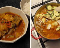 Para se sentir em um verdadeiro dorama: sopa de gochujang jjigae combina batata e carne em um caldo cremoso cheio de sabor