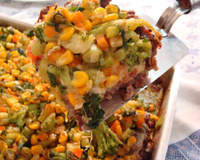 Quiche de carne moída à jardineira