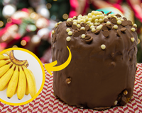 Experimentei o panetone Caribe e gostei tanto que fiz uma versão caseira da iguaria natalina inspirada no bombom de banana com chocolate