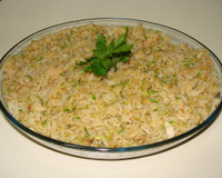 Risoto de bacalhau com abobrinha